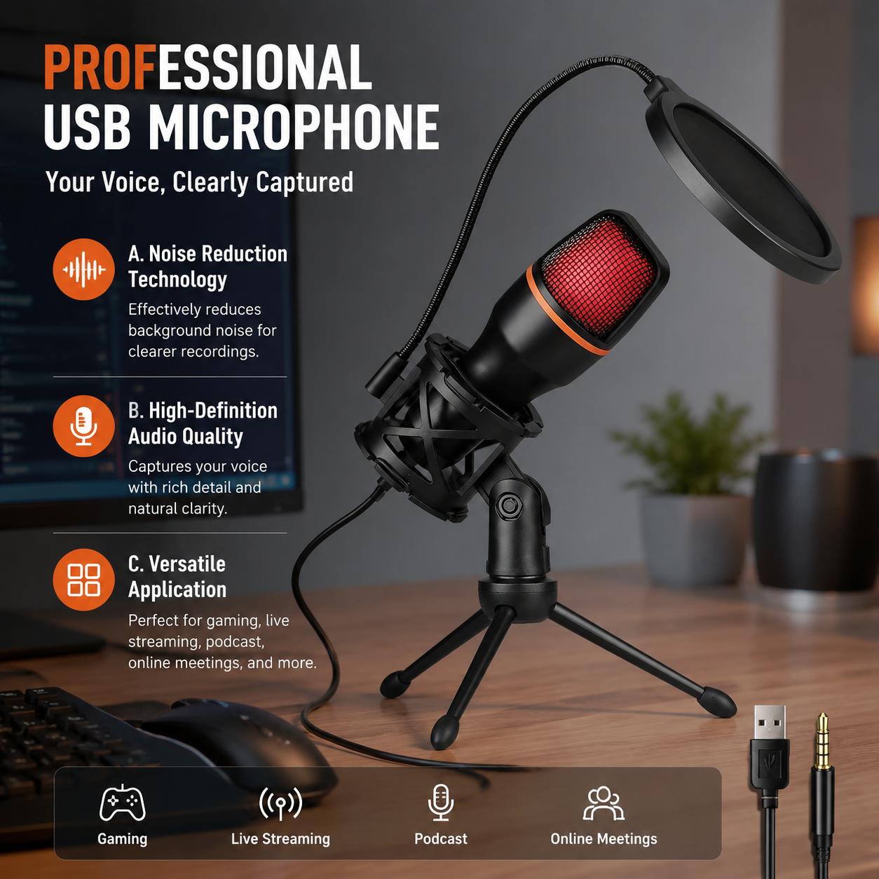 Kit de Microfone Condensador C - Pc Gaming Youtuber avaliação e preço